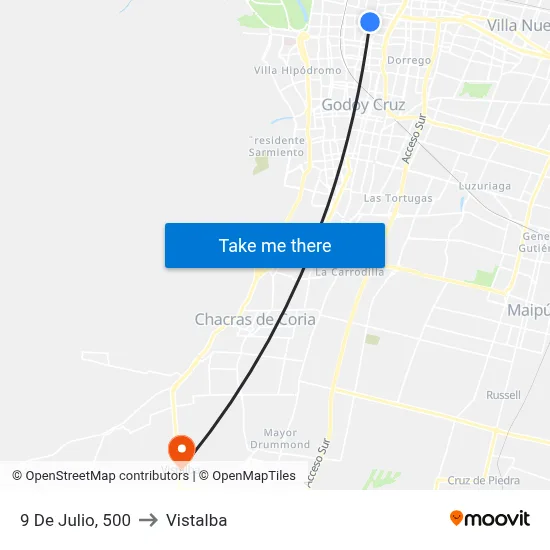 9 De Julio, 500 to Vistalba map