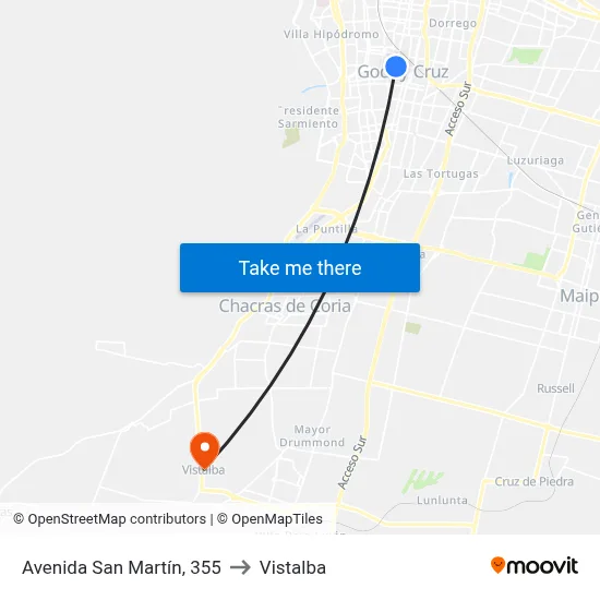 Avenida San Martín, 355 to Vistalba map