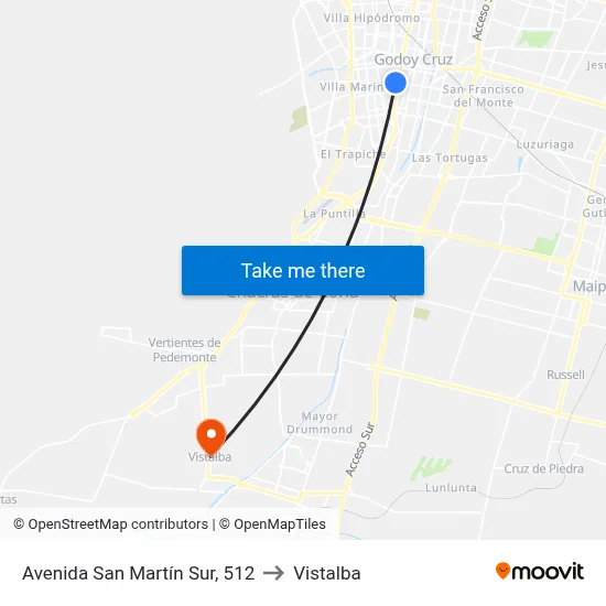 Avenida San Martín Sur, 512 to Vistalba map