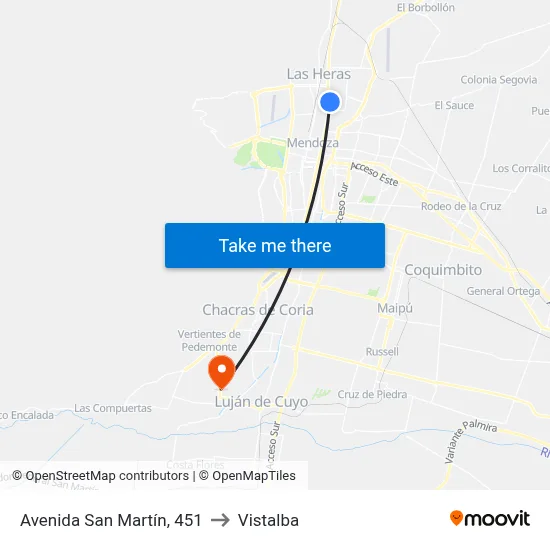 Avenida San Martín, 451 to Vistalba map