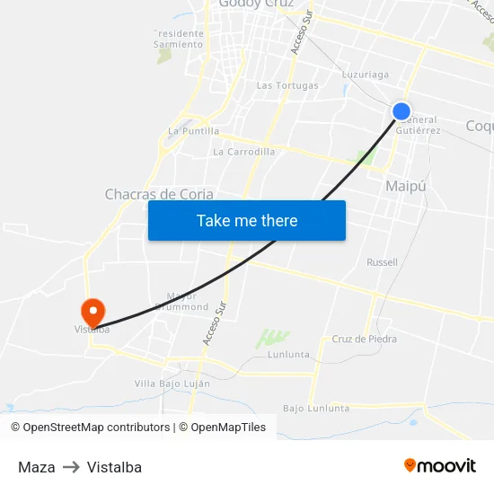 Maza to Vistalba map