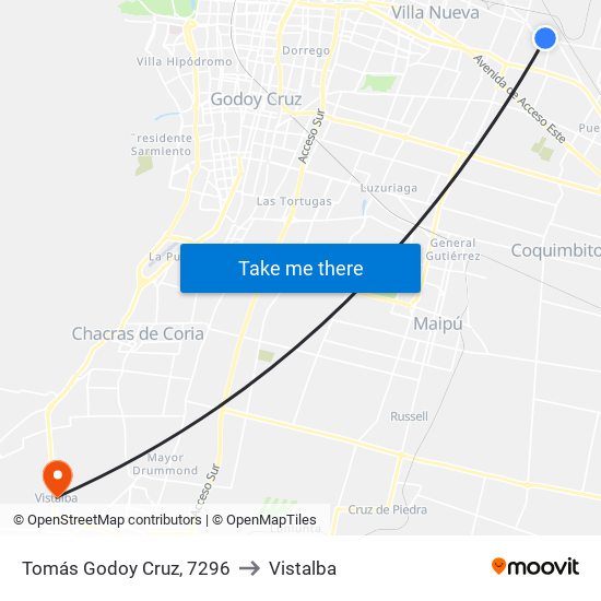 Tomás Godoy Cruz, 7296 to Vistalba map