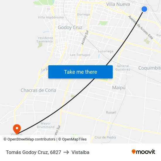 Tomás Godoy Cruz, 6827 to Vistalba map