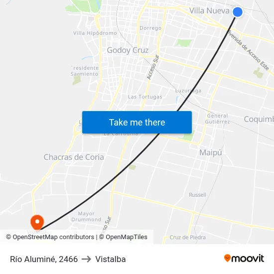 Río Aluminé, 2466 to Vistalba map