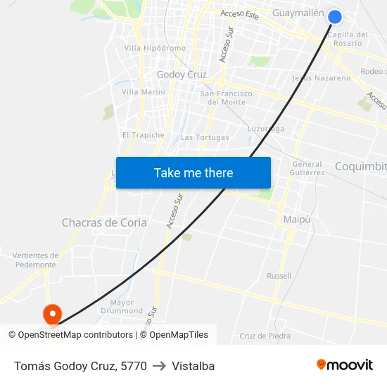 Tomás Godoy Cruz, 5770 to Vistalba map