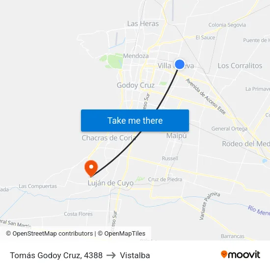 Tomás Godoy Cruz, 4388 to Vistalba map