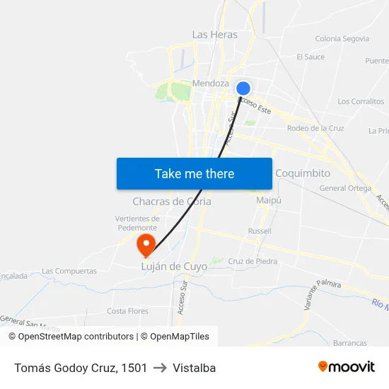 Tomás Godoy Cruz, 1501 to Vistalba map