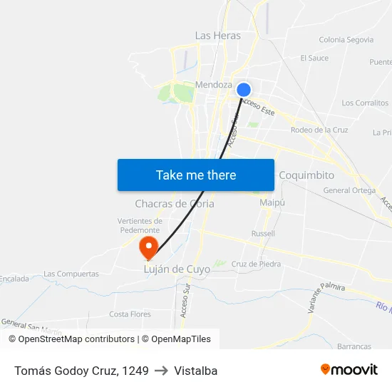 Tomás Godoy Cruz, 1249 to Vistalba map