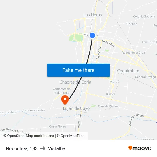 Necochea, 183 to Vistalba map