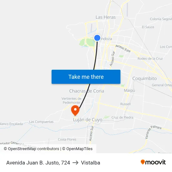 Avenida Juan B. Justo, 724 to Vistalba map