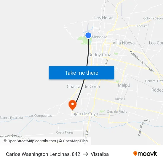 Carlos Washington Lencinas, 842 to Vistalba map