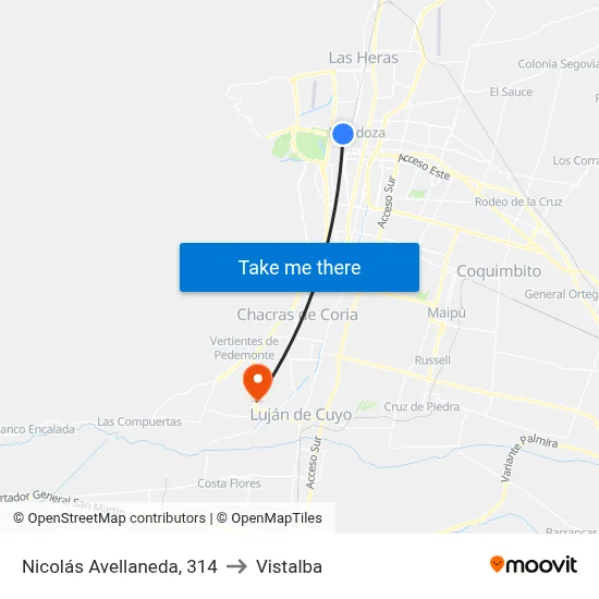 Nicolás Avellaneda, 314 to Vistalba map