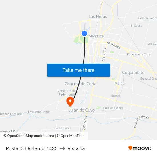 Posta Del Retamo, 1435 to Vistalba map