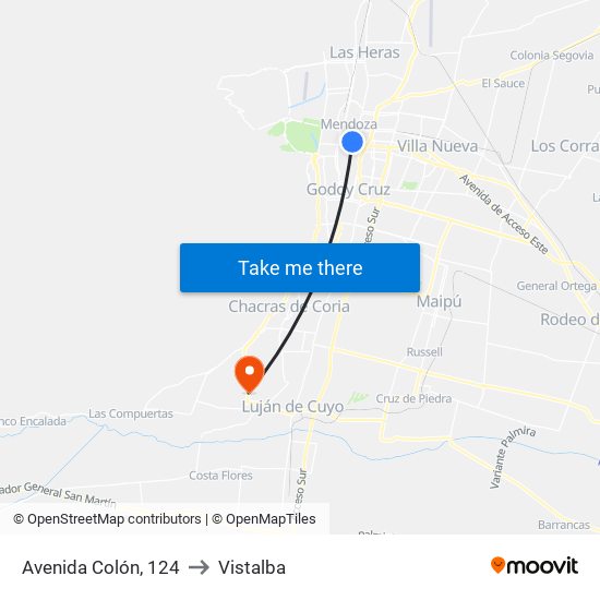 Avenida Colón, 124 to Vistalba map
