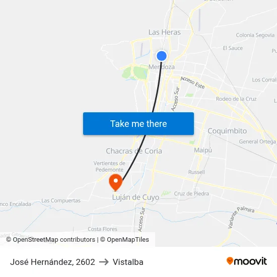 José Hernández, 2602 to Vistalba map