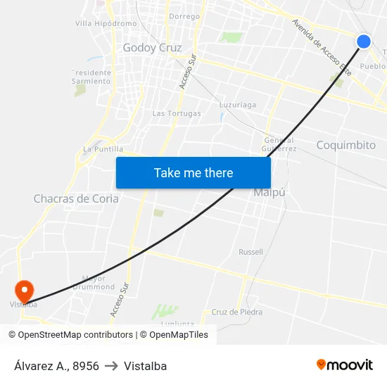 Álvarez A., 8956 to Vistalba map