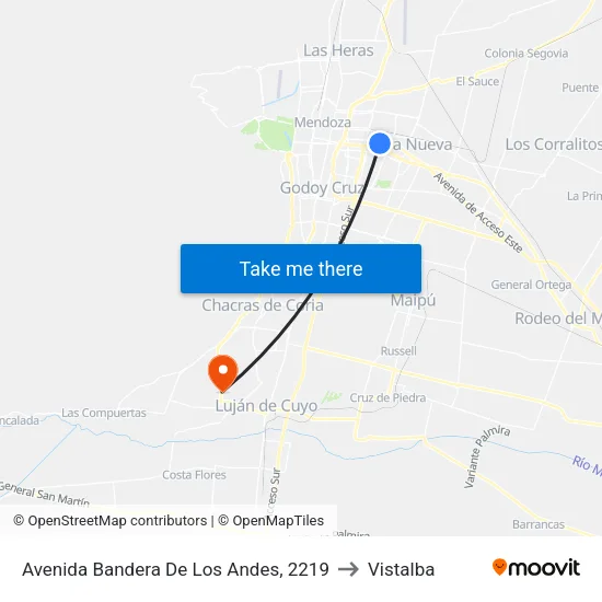Avenida Bandera De Los Andes, 2219 to Vistalba map
