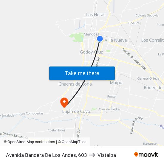 Avenida Bandera De Los Andes, 603 to Vistalba map