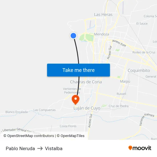 Pablo Neruda to Vistalba map