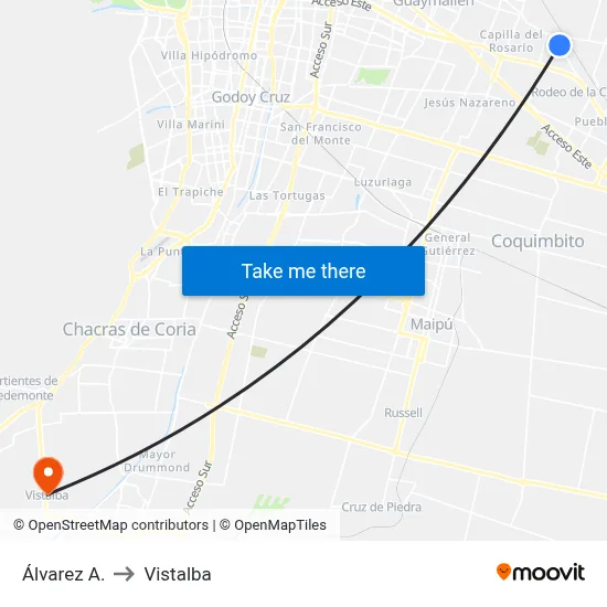 Álvarez A. to Vistalba map