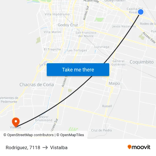 Rodríguez, 7118 to Vistalba map