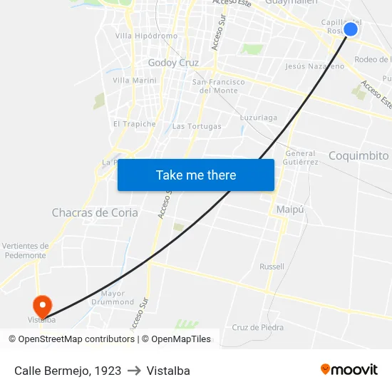 Calle Bermejo, 1923 to Vistalba map