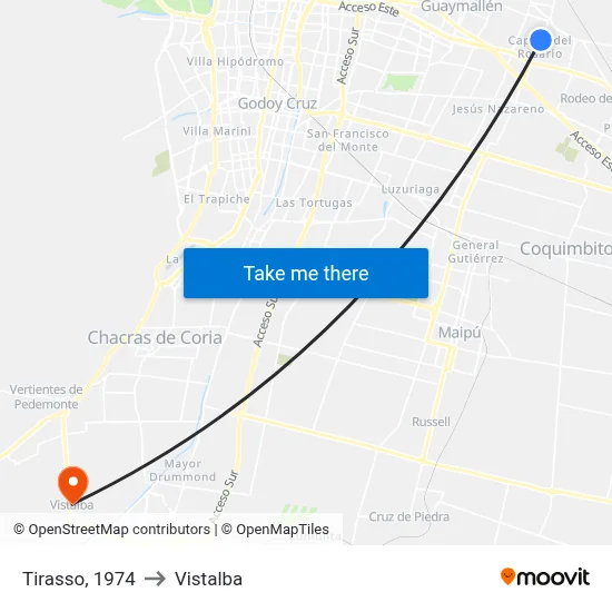 Tirasso, 1974 to Vistalba map