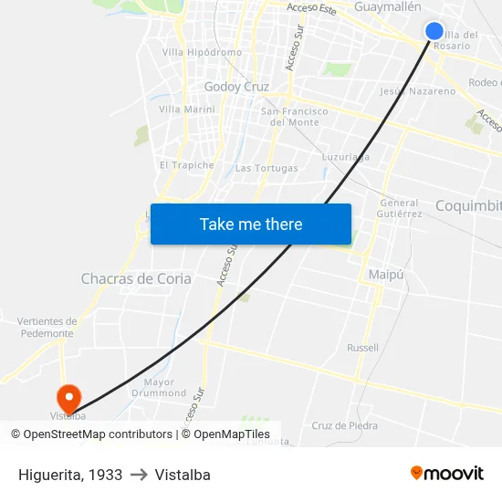 Higuerita, 1933 to Vistalba map