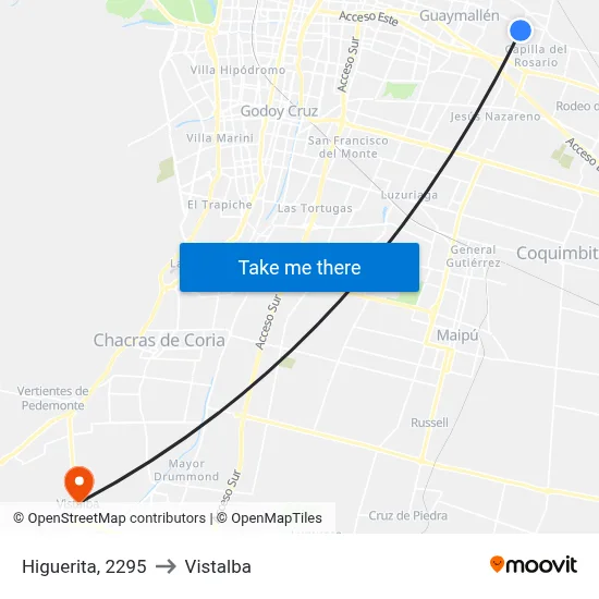 Higuerita, 2295 to Vistalba map