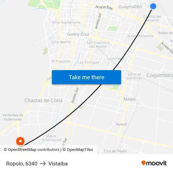 Ropolo, 6340 to Vistalba map