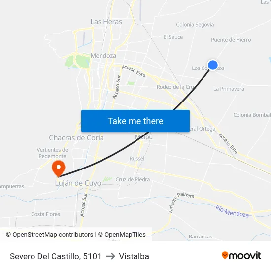 Severo Del Castillo, 5101 to Vistalba map