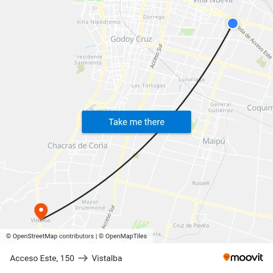 Acceso Este, 150 to Vistalba map