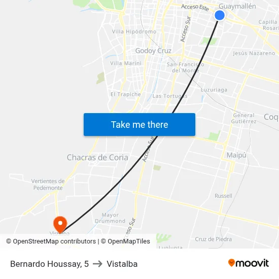 Bernardo Houssay, 5 to Vistalba map