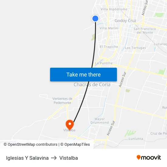 Iglesias Y Salavina to Vistalba map