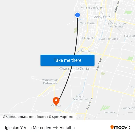 Iglesias Y Villa Mercedes to Vistalba map