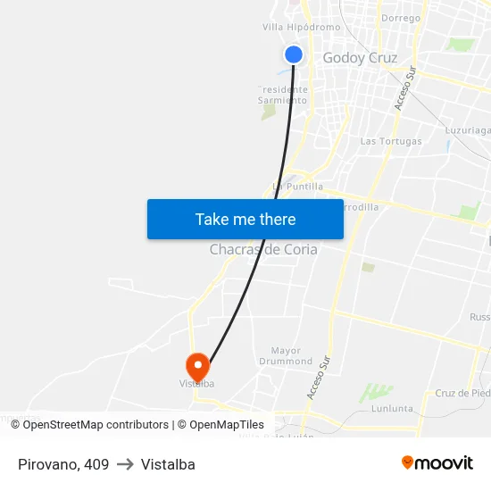 Pirovano, 409 to Vistalba map