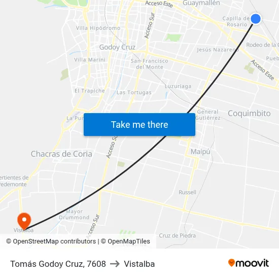 Tomás Godoy Cruz, 7608 to Vistalba map