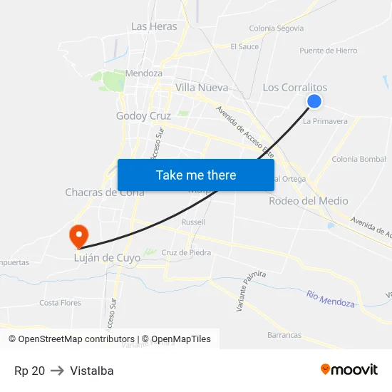 Rp 20 to Vistalba map