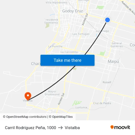 Carril Rodríguez Peña, 1000 to Vistalba map