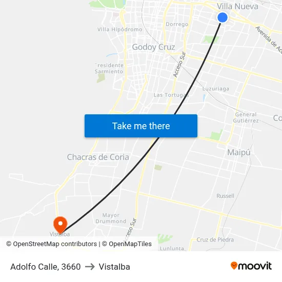 Adolfo Calle, 3660 to Vistalba map