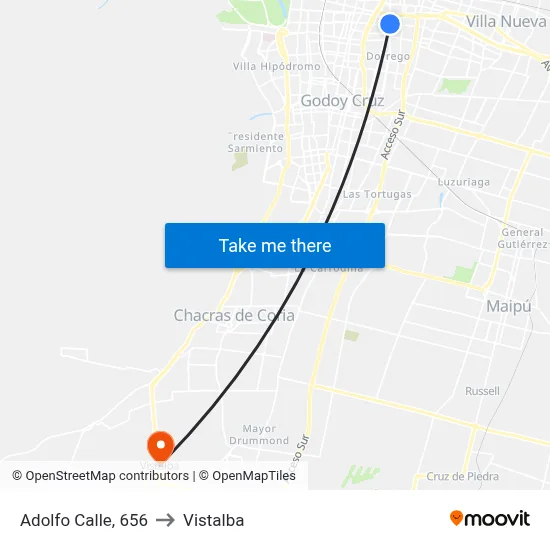 Adolfo Calle, 656 to Vistalba map