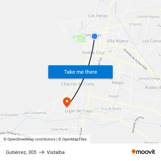Gutiérrez, 305 to Vistalba map