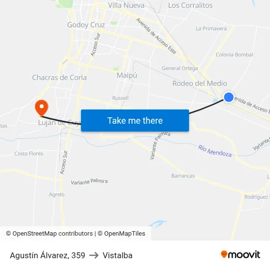 Agustín Álvarez, 359 to Vistalba map