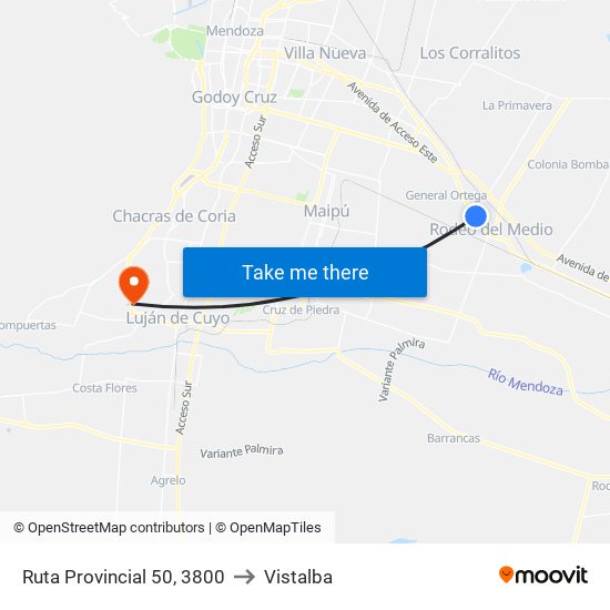 Ruta Provincial 50, 3800 to Vistalba map