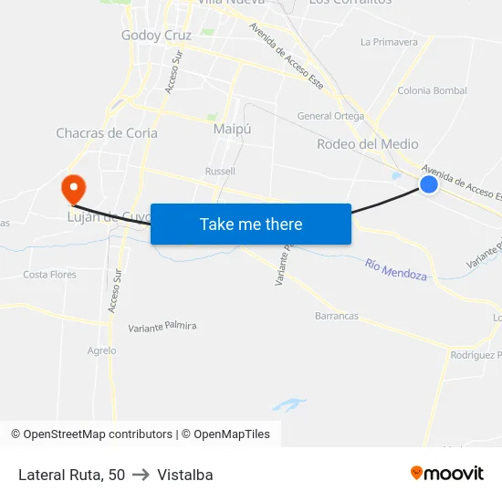 Lateral Ruta, 50 to Vistalba map
