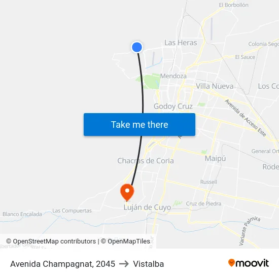 Avenida Champagnat, 2045 to Vistalba map