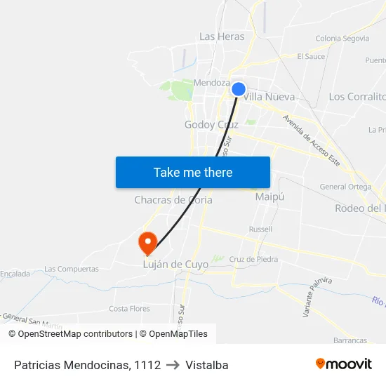 Patricias Mendocinas, 1112 to Vistalba map