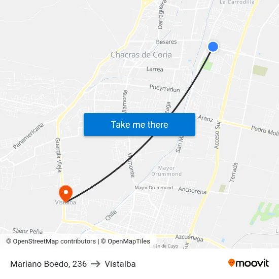 Mariano Boedo, 236 to Vistalba map