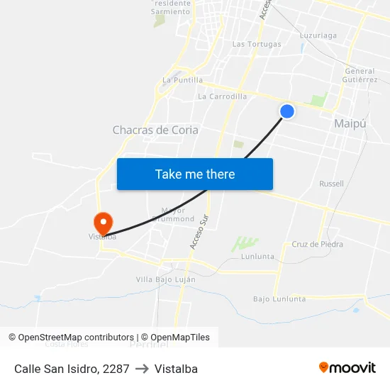 Calle San Isidro, 2287 to Vistalba map
