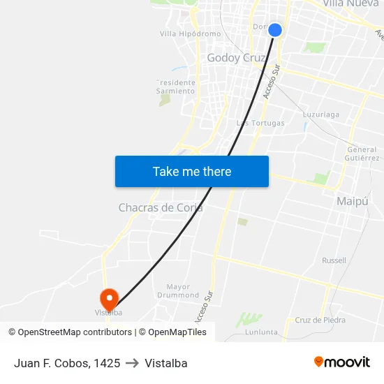 Juan F. Cobos, 1425 to Vistalba map